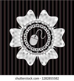 mouse icon inside silver emblem