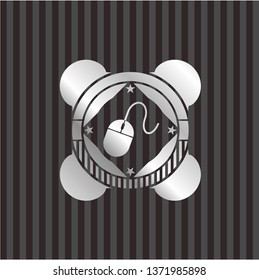 mouse icon inside silver shiny emblem