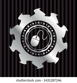 mouse icon inside silver shiny emblem