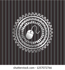 mouse icon inside silvery badge or emblem