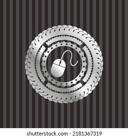 icono del ratón dentro de la insignia silvery. 