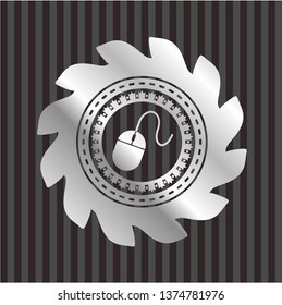 mouse icon inside silvery emblem