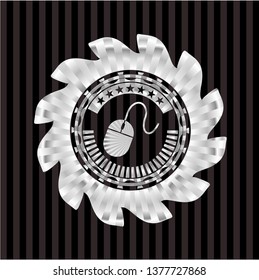 mouse icon inside silvery emblem