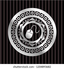 mouse icon inside silvery shiny emblem
