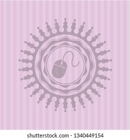 mouse icon inside vintage pink emblem
