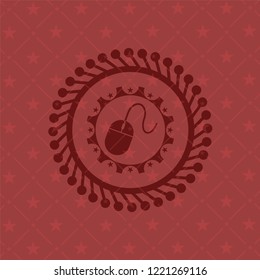 mouse icon inside vintage red emblem