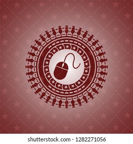 mouse icon inside vintage red emblem