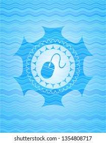 mouse icon inside water concept style emblem.