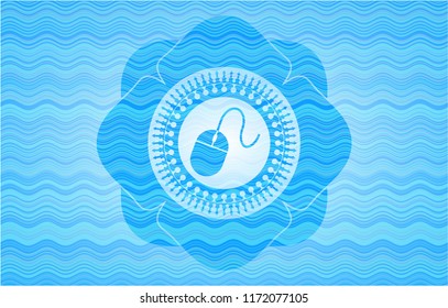 mouse icon inside water wave concept emblem background.