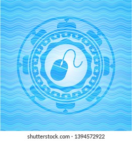 mouse icon inside water wave representation emblem background.