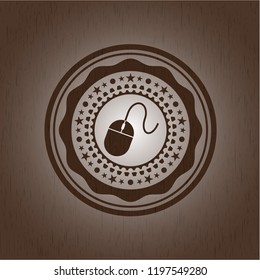 mouse icon inside wood emblem. Retro