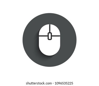 Ð¡omputer Mouse icon. Internet surf device sign. PC equipment symbol. Circle flat button with shadow. Vector