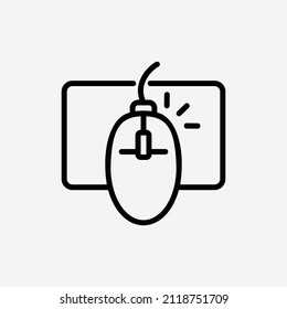  mouse icon, isolated office outline icon in light grey background, perfect for website, blog, logo, graphic design, social media, UI, mobile app, EPS 10 vector illustration