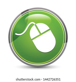 Mouse icon isolated on elegant green round button vector illustration