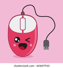 mouse icon. Kawaii and technology. Vector graphic