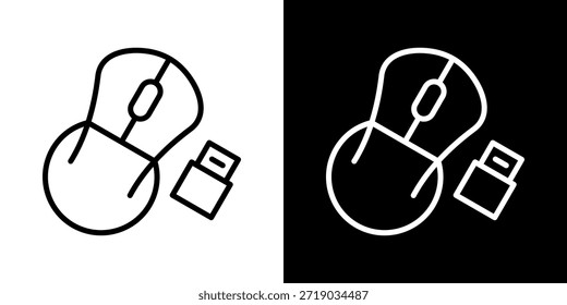 Icono del ratón de la línea de estilo blanco y negro