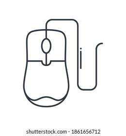 Mouse icon, linear isolated illustration, thin line vector, web design sign, outline concept symbol with editable stroke on white background.