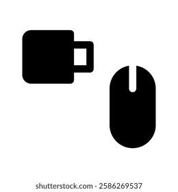 mouse icon. linear style mark for mobile and web design concepts. Vector icon of mouse and usb adapter in black color. Symbol, logo illustration. 