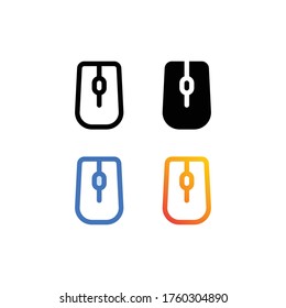 Mouse icon or logo in line and solid style. Mouse vector design concept, outline style pictogram on white background.