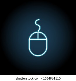 Mouse icon in neon style. Simple thin line, outline vector of web, minimalistic icons for UI and UX, website or mobile application