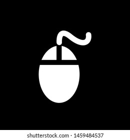 Mouse Icon On Black Background. Black Flat Style Vector Illustration.