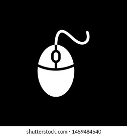 Mouse Icon On Black Background. Black Flat Style Vector Illustration.