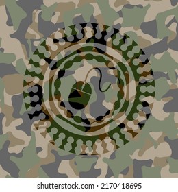 icono del ratón sobre la textura del camo. 