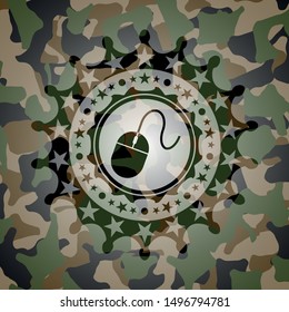mouse icon on camouflage texture