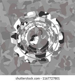 mouse icon on grey camo pattern