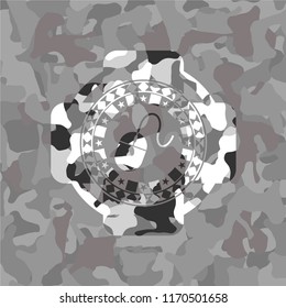 mouse icon on grey camo pattern