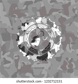 mouse icon on grey camo pattern