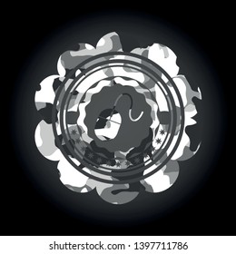 mouse icon on grey camo pattern