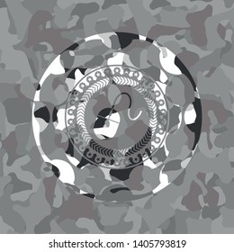 mouse icon on grey camouflaged texture