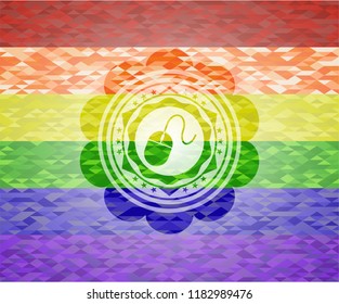 mouse icon on mosaic background with the colors of the LGBT flag
