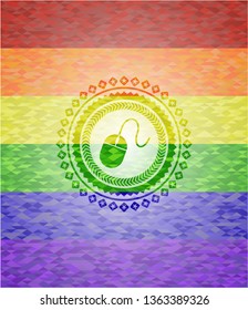 mouse icon on mosaic background with the colors of the LGBT flag