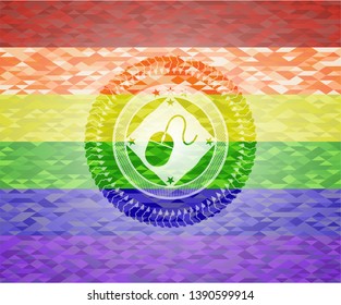 mouse icon on mosaic background with the colors of the LGBT flag
