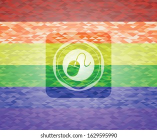 mouse icon on mosaic background with the colors of the LGBT flag