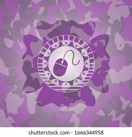 mouse icon on pink camo pattern