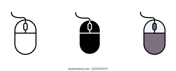 Icono del ratón en contorno, silueta y colores editables en forma de Vector expandible, conjunto de iconos del ratón