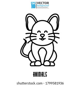 Mouse icon, outline vector. Animal concept. Eps 10 vector illustration.