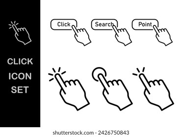 mouse icon, pointer, cursor Click the cursor. Click hand pointing icon Click the cursor.