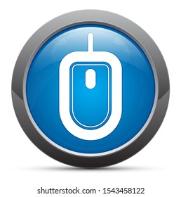 Mouse icon premium blue round button vector illustration design for apps and website