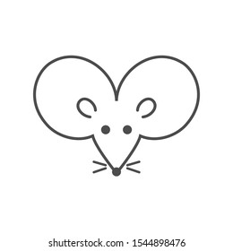 Mouse icon. Rat icon. Big ears. Vector illustration.