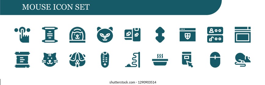  mouse icon set. 18 filled mouse icons. Simple modern icons about  - Tap, Scroll, Cat, Computing, Website, Access, Hamster, Remote control, Mouse, Click, Rat