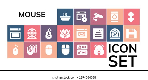  mouse icon set. 19 filled mouse icons. Simple modern icons about  - Cat, Website, Mouse, Access, Hamster, Hamster wheel, Diskette, Web, Online gambling, Scroll