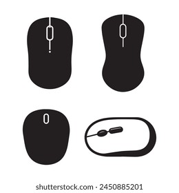 Conjunto de iconos del ratón. Conjunto de iconos de ratón negro sobre fondo blanco. Ilustración vectorial