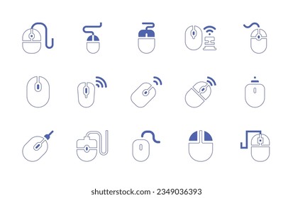 Mouse icon set. Duotone style line stroke and bold. Vector illustration. Containing mouse, computer.