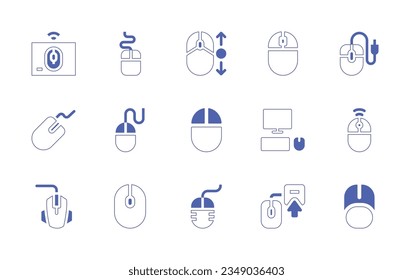 Mouse icon set. Duotone style line stroke and bold. Vector illustration. Containing wireless, mouse, scroll, pc, computer.