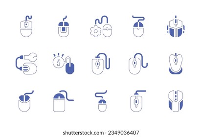 Mouse icon set. Duotone style line stroke and bold. Vector illustration. Containing mouse, info, computer.