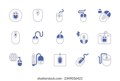 Mouse icon set. Duotone style line stroke and bold. Vector illustration. Containing mouse, computer.